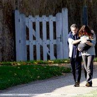 Nicolas Sarkozy and wife Carla Bruni taking a stroll with Giulia